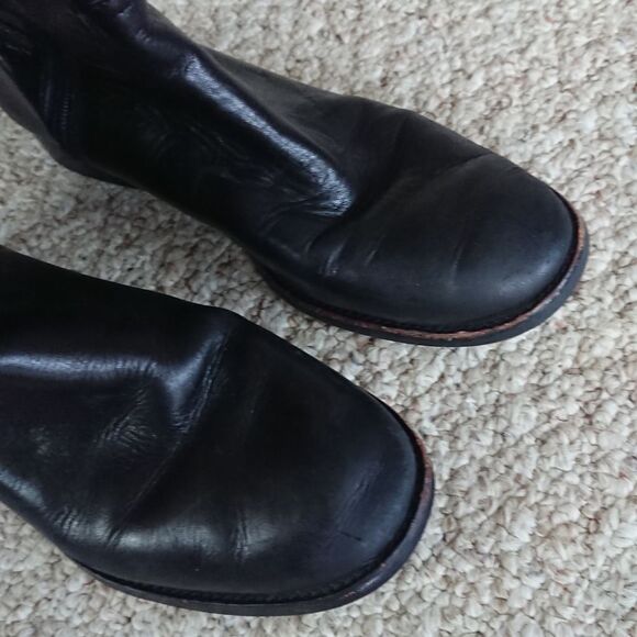 Tory Burch Black Leather Riding Boots with signature Double T motif size 10.5M - Picture 7 of 12